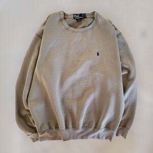 Vintage Grunge Polo Ralph Lauren Luxury Sweatshirt Sage Size M-See Description